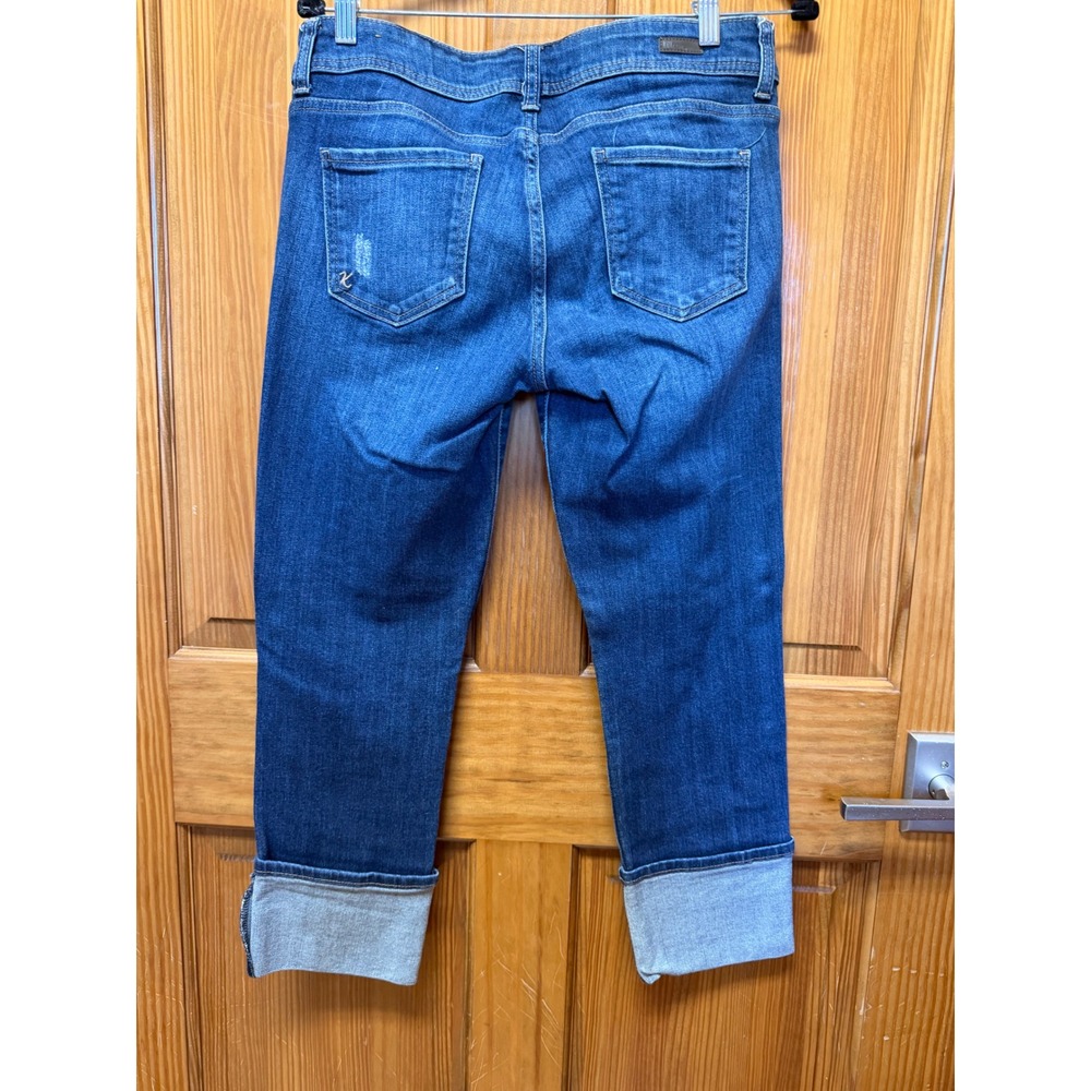 Kut from the Kloth Cameron Mid Rise Straight Leg Cropped Distressed Jeans Size 8 - Picture 6 of 9